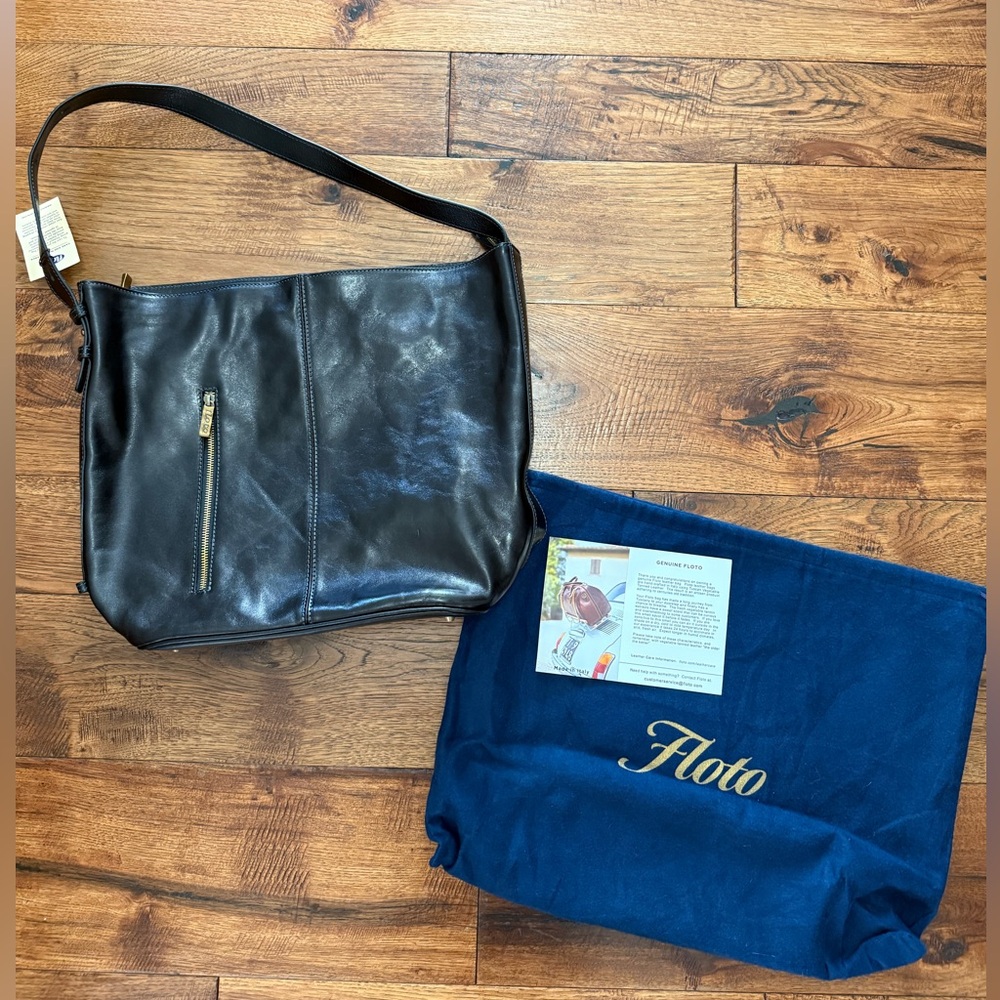 Floto Sardinia Leather Tote Bag - Black